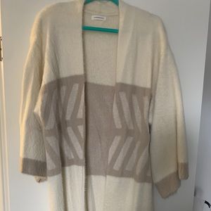 Anthropologie Fuzzy White Open Lounge Cardigan